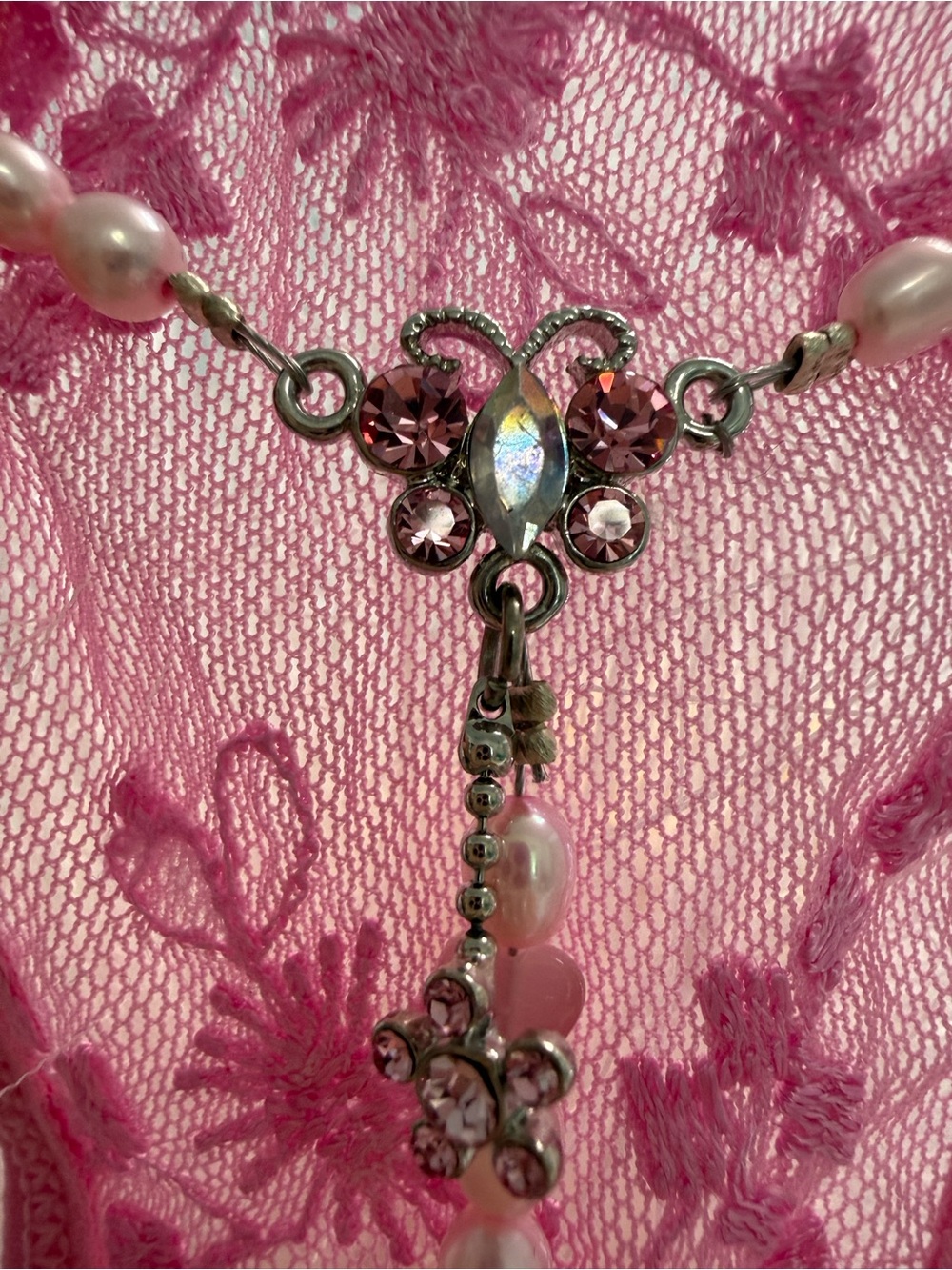 Pink pearl butterfly G string
